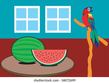 Cool Watermelon on a hot spring or summer day.