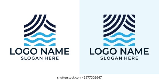 Cool wave logo vector illustration, square wave logo.