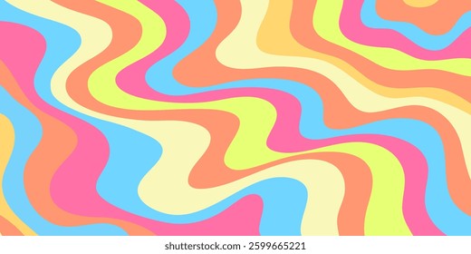 Cool Wavy Trippy Y2k Background. Trendy Groovy Abstract Psychedelic Pattern. Colorful Geometric Abstraction Art.