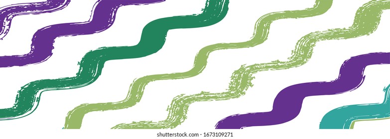 Cool Wavy Zigzag Stripes Vintage Pattern. Ink Brushed Lines Banner. Dirty Vector Watercolor Paint Lines. Autumn Winter Trendy Fashion Print. Summer Spring Distress Stripes. Torn Graffiti Trace.