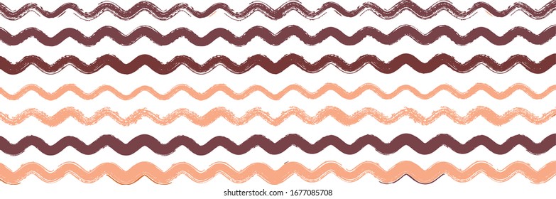 Cool Wavy Zigzag Stripes Vintage Pattern. Torn Vector Watercolor Paint Lines. Summer Spring Distress Stripes. Cool Graffiti Trace. Hand Painted Lines Banner. Winter Autumn Modern Fashion Fabric.