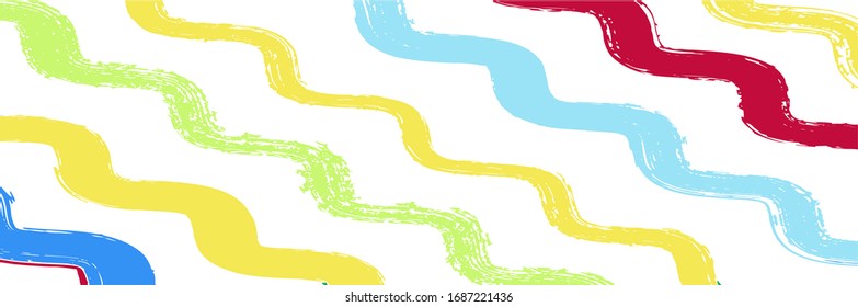 Cool Wavy Zigzag Stripes Vintage Pattern. Winter Autumn Modern Fashion Fabric. Watercolor Lines Design. Spring Summer Graffiti Stripes. Cool Vector Watercolor Paint Lines. Torn Distress Trace.