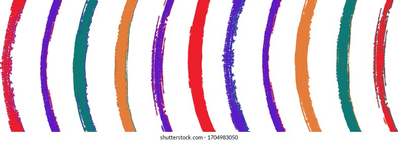 Cool Wavy Zigzag Stripes Vintage Pattern. Paintbrush Lines Banner. Torn Vector Watercolor Paint Lines. Dirty Graffiti Trace. Winter Autumn Bright Fashion Print. Summer Spring Distress Stripes.
