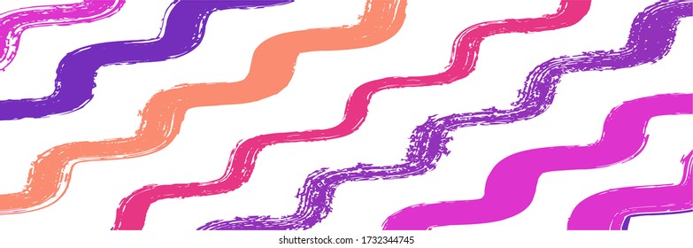 Cool Wavy Zigzag Streifen Vintage Muster. Frühlingssommer Graffiti Streifen. Torn Distress Trace. Winter Herbst Funky Fashion Textile. Dirty Vector Aquarellfarben Paint Linien. Handgezeichnete Linien Design.
