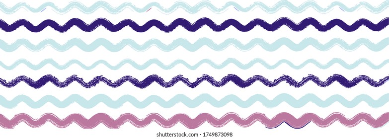Cool Wavy Zigzag Streifen Vintage Muster. Handgezeichnetes Lines-Banner. Herbst Winter Funky Fashion Print. Frühlingssommer-Notstreifen. Torn Graffiti Trace. Cool Vectorwasser Farbe Farbe Farbe Paint Linien.