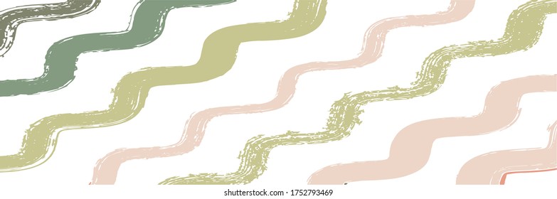 Cool Wavy Zigzag Stripes Vintage Pattern. Winter Autumn Trendy Fashion Textile. Dirty Vector Watercolor Paint Lines. Torn Graffiti Trace. Spring Summer Distress Stripes. Gouache Ink Lines Design.