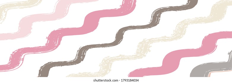 Cool Wavy Zigzag Stripes Vintage Pattern. Winter Autumn Modern Fashion Print. Spring Summer Graffiti Stripes. Cool Distress Trace. Torn Vector Watercolor Paint Lines. Paintbrush Lines Texture.