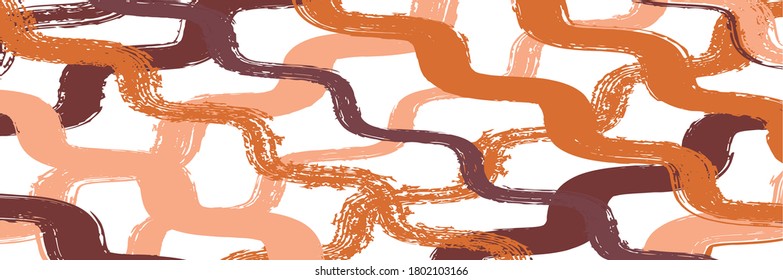 Cool Wavy Zigzag Streifen Vintage Muster. Dirty Not Trace. Herbst Winter Funky Fashion Print. Frühling Sommer Graffiti Streifen. Cool Vectorwasser Farbe Farbe Farbe Paint Linien. Paintbrush Linien Textur.