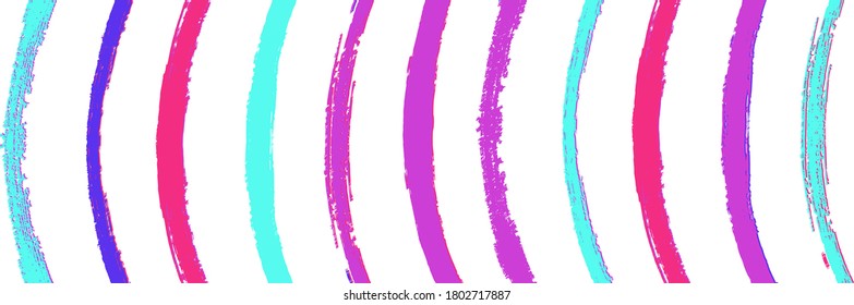 Cool Wavy Zigzag Stripes Vintage Pattern. Hand Drawn Lines Texture. Autumn Winter Bright Fashion Textile. Spring Summer Graffiti Stripes. Cool Distress Trace. Torn Vector Watercolor Paint Lines.