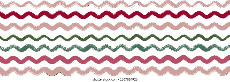 Cool Wavy Zigzag Streifen Vintage Muster. Winter Herbst Trendmode Print. Dirty Vektor Aquarell Paint Lines. Aquarell Lines Texture. Frühling Sommer Graffiti Streifen. Torn Distress Trace.