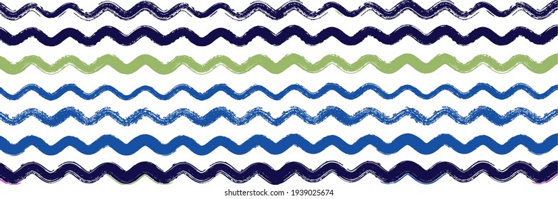 Cool Wavy Zigzag Streifen Vintage Muster. Dirty Vektor Aquarell Paint Lines. Cool Graffiti Trace. Sommerfrühlingshafte Streifen. Paintbrush Linien Textur. Winter Herbst Modern Fashion Fabric.