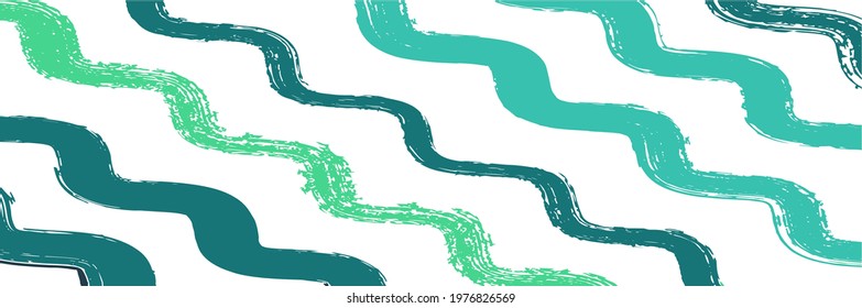 Cool Wavy Zigzag Stripes Vintage Pattern. Torn Vector Watercolor Paint Lines. Summer Spring Distress Stripes. Hand Painted Lines Banner. Cool Graffiti Trace. Winter Autumn Bright Fashion Fabric.