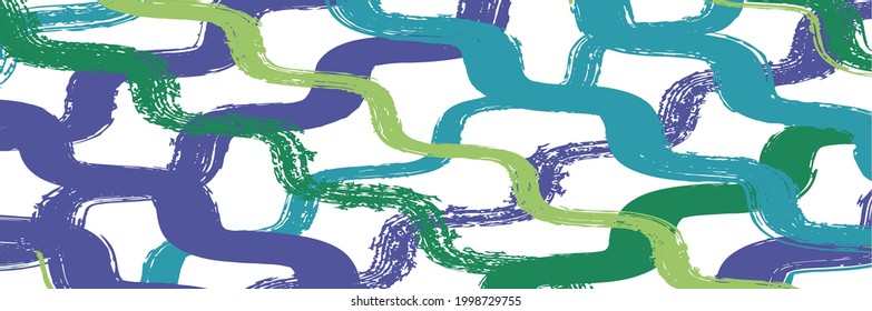Cool Wavy Zigzag Stripes Vintage Pattern. Torn Vector Watercolor Paint Lines. Autumn Winter Modern Fashion Textile. Spring Summer Graffiti Stripes. Paintbrush Lines Texture. Cool Distress Trace.
