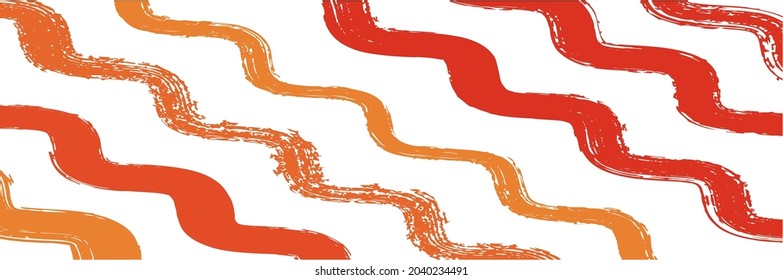 Cool Wavy Zigzag Stripes Vintage Pattern. Summer Spring Distress Stripes. Autumn Winter Funky Fashion Fabric. Cool Graffiti Trace. Hand Painted Lines Design. Dirty Vector Watercolor Paint Lines.
