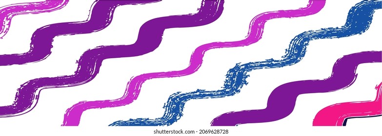 Cool Wavy Zigzag Stripes Vintage Pattern. Dirty Distress Trace. Cool Vector Watercolor Paint Lines. Autumn Winter Modern Fashion Textile. Paintbrush Lines Texture. Summer Spring Graffiti Stripes.
