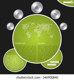 Cool website template with metallic buttons and world map