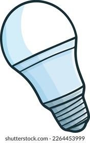 Cool white LED bulb lamp cartoon illustration