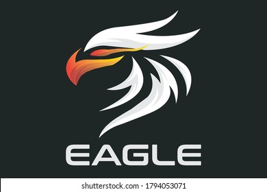 Cool white and orange Eagle Face logo design