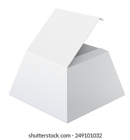 Cool  White Package Cardboard Box Opened. For any product. Vector illustration