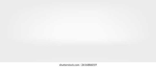 Cool white room background. 3d vector winter studio display podium. Light grey color winter gradient bg. Product table shelf. Clean aesthetic photo shoot backdrop. Realistic snow color stage scene