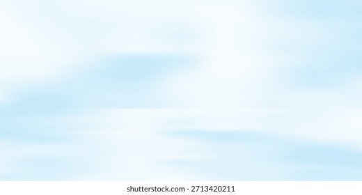 Cool white room background. 3d vector winter studio display podium. Light grey color winter gradient bg. Product table shelf. Clean aesthetic photo shoot backdrop 