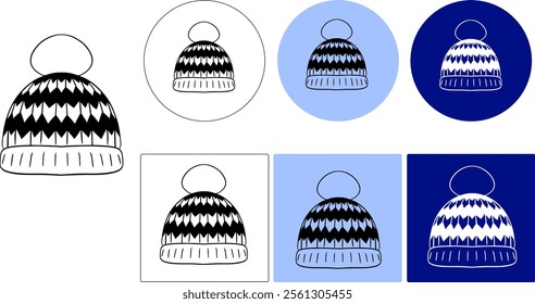 cool winter hat logo vector illustration template design. Graphic line 
