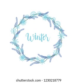 Cool Winter Snowflake Frame Wreath Greeting Card Background