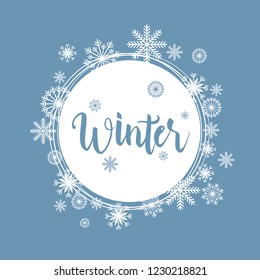Cool Winter Snowflake Frame Wreath Greeting Card Background