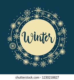 Cool Winter Snowflake Frame Wreath Greeting Card Background