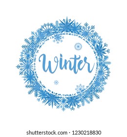 Cool Winter Snowflake Frame Wreath Greeting Card Background