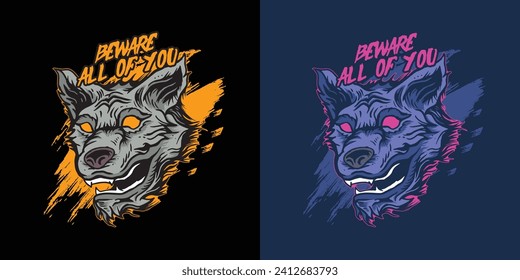 Cool Wolf Head with a Splash Vector Design Illustration