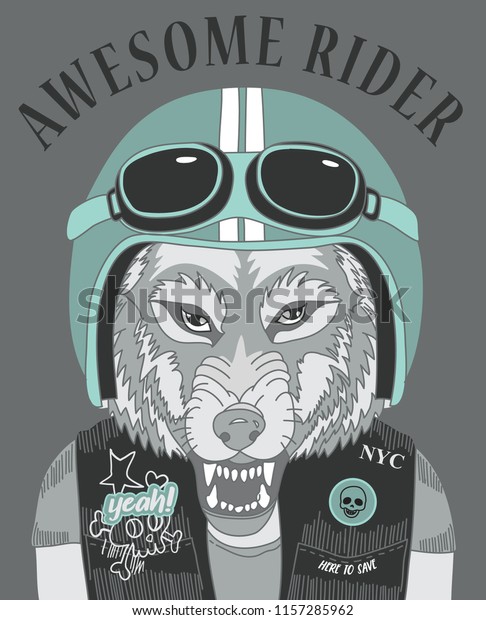 Cool Wolf Rider Vector Design: vector de stock (libre de regalías ...