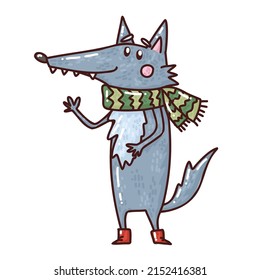 cool wolf vector drawing for kids, t shir, wallpaper fashion clothes. Hand drawn illustration