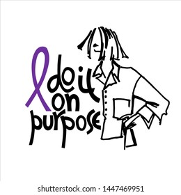 Cool womens t-shirt design. Willful girl picture, hand lettering with purple color of feminism. Isolated design element	