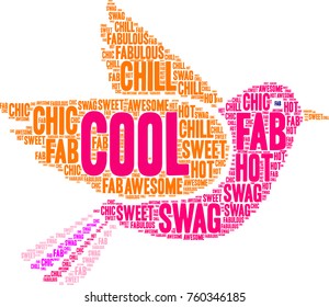 Cool word cloud on a white background. 