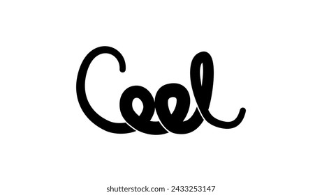  'Cool' word emblem, black isolated silhouette