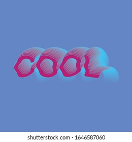 Cool - word lettering design with blend technique. Purple / blue word with blue background.
