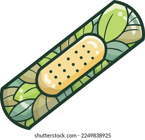 Cool wound adhesive bandage with leaves illustration cartoon vector