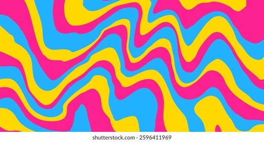 Cool Y2k Abstract Colorful Wavy Texture Vector Design Art. Groovy Psychedelic Rainbow Pattern. Trippy Pop Art illustration.