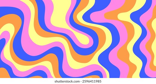 Cool Y2k Abstract Colorful Wavy Texture Vector Design Art. Groovy Psychedelic Rainbow Pattern. Trippy Pop Art illustration.