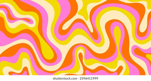 Cool Y2k Abstract Colorful Wavy Texture Vector Design Art. Groovy Psychedelic Rainbow Pattern. Trippy Pop Art illustration.