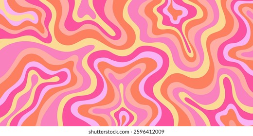 Cool Y2k Abstract Colorful Wavy Texture Vector Design Art. Groovy Psychedelic Rainbow Pattern. Trippy Pop Art illustration.
