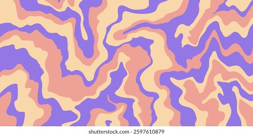 Cool Y2k Abstract Colorful Wavy Texture Vector Design Art. Groovy Psychedelic Rainbow Pattern. Trippy Pop Art illustration.
