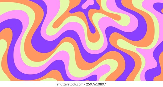 Cool Y2k Abstract Colorful Wavy Texture Vector Design Art. Groovy Psychedelic Rainbow Pattern. Trippy Pop Art illustration.