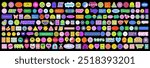 Cool Y2k Stickers Vector Elements Set. Collection Of Funny Pop Art Patches. Groovy Graphics. Cute 2000s Badges. 