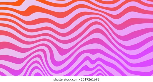 Cool Y2k Wavy Vector Pattern. Trendy Groovy Abstract Curvy Striped Background. Geometric Linear Optical Illusion Art. Psychedelic Illustration.