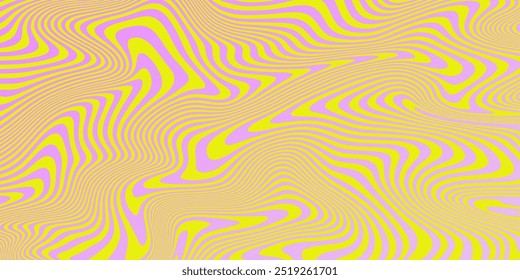 Cool Y2k Wavy Vector Pattern. Trendy Groovy Abstract Curvy Striped Background. Geometric Linear Optical Illusion Art. Psychedelic Illustration.