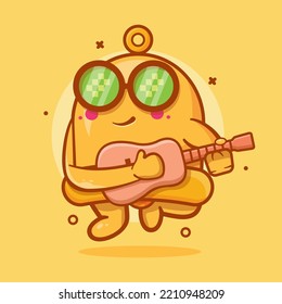 cool yellow bell character mascot playing guitar isolated cartoon in flat style design