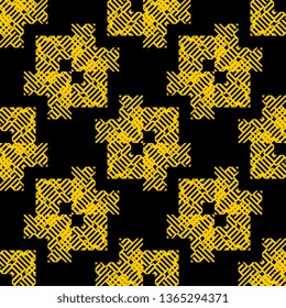 cool yellow black Art Deco Abstract decorative stroke textured background Seamless pattern