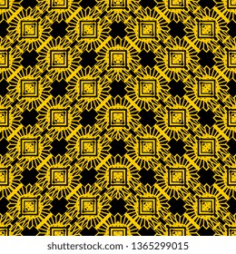 cool yellow Black art deco Seamless pattern with striped straight lines and diagonal inclined lines